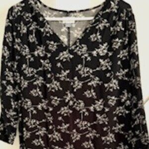 Women's Old Navy Dress Large Black with Floral Small Print Cotton